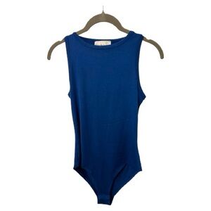 Zenana Outfitters Sleeveless Boat Neck Bodysuit Deep Blue NWOT Medium